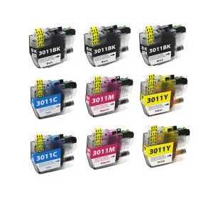 Compatible Brother LC3011 XL ink cartridges - 9 pack