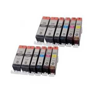 Compatible Canon CLI-221, PGI-220 ink cartridges - 12 pack