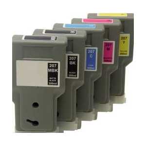 Compatible Canon PFI-207 ink cartridges - 5 pack