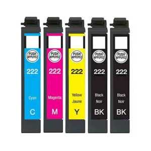 Remanufactured Epson 222 ink cartridges - 5 pack