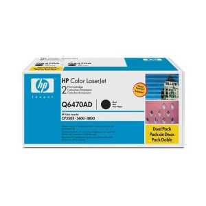 Original HP 501A Black toner cartridges, Q6470AD, 2 pack