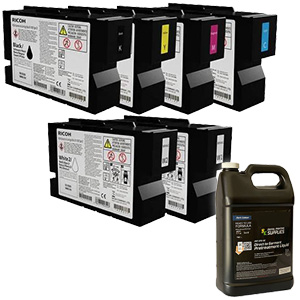 Original Ricoh Type G1/G2 Garment ink cartridges for Ri 1000, Ri 2000 DTG Printer - 200ml - 6 pack - 1L pretreatment